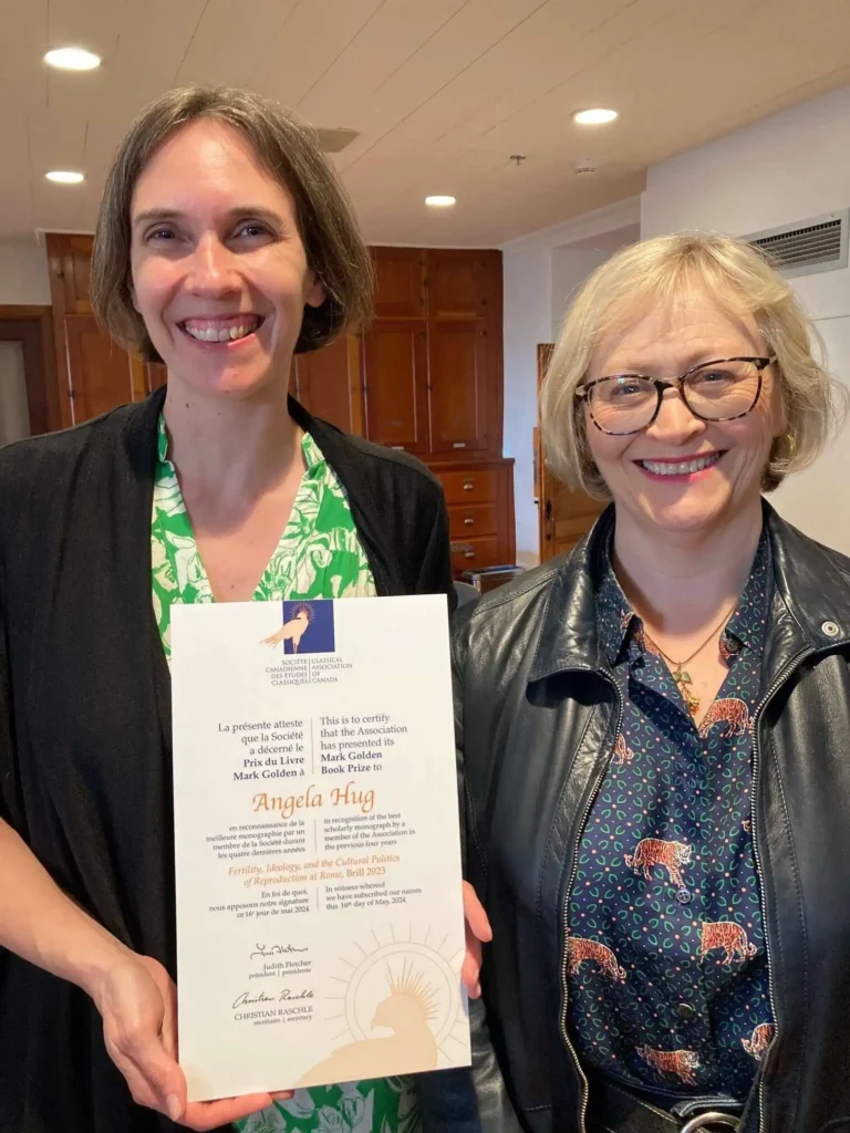 Dr. Angela Hug (left) received the Mark Golden Book Award at the 2024 CAC conference. She previously completed a post-doc with Dr. Michele George (right) at McMaster University.