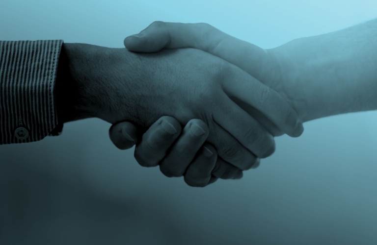 Banner of two people shaking hands